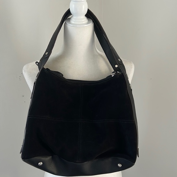 Tignanello Black Suede Shoulder Bag NWT - Picture 2 of 14